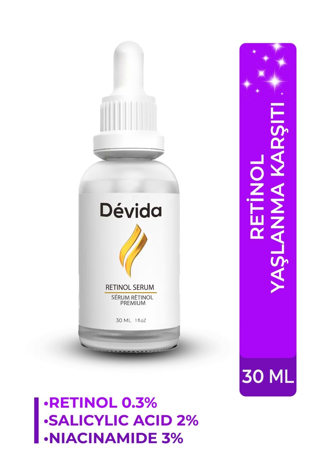 Dévida Rétinol Premium Yaşlanma Karşıtı Kırışık Önleyici Onarıcı A Vitamini Sérum