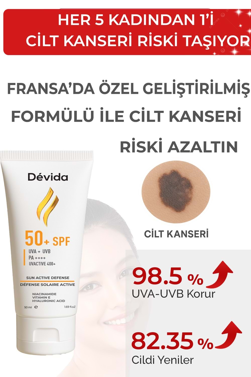 Suya Dayanıklı SPF 50+ Vücut Güneş Kremi Leke Karşıtı, Aydınlatıcı, Ton Eşitleyici