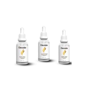 Retinol + Kolajen + C Vitamini Serum 3 lü Set Kırışıklık Alın Çizgisi Göz Çevresi