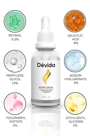 Dévida Rétinol Premium Yaşlanma Karşıtı Kırışık Önleyici Onarıcı A Vitamini Sérum