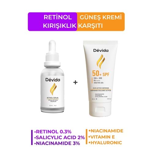 Retinol Serum Kırışıklık Karşıtı ve Leke Karşıtı Güneş Kremi 2 li set