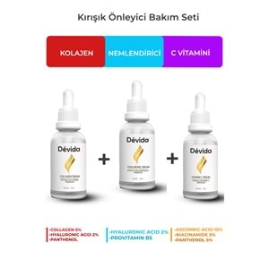 Kolajen + Nemlendirici + C Vitamini Serum 3 lü Set Kırışıklık Alın Çizgisi Göz Çevresi
