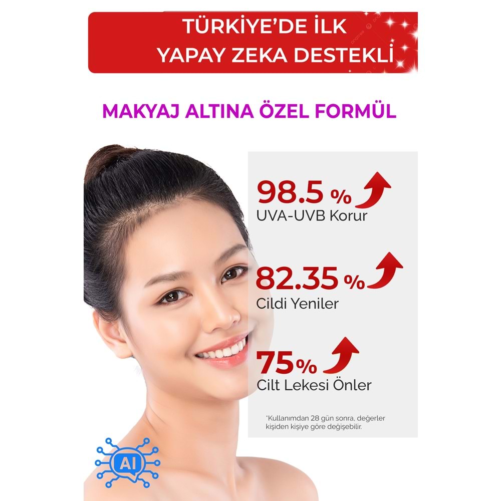 Leke Karşıtı Makyaj Altı Güneş Kremi Spf 50 Cilt Aydınlatıcı Ton Eşitleyici Hafif Yağsı